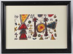 ALAN DAVIE (1920-2014) Abstract composition oil on paper, Gimpel Fils Gallery label verso, signed in