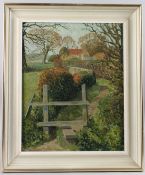 DENNIS SIMPSON ROBINSON (20TH CENTURY) 'Footpath at Eastergate, Sussex 1976' oil on canvas,