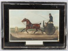 EARLY 19TH CENTURY SCHOOL 'The Road 1825, Commercial Traveller' pony and trap with dog