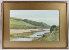 WILLIAM EDWARDS CROXFORD (1852-1926) Summer's day on the banks of the River Gannel, watercolour,