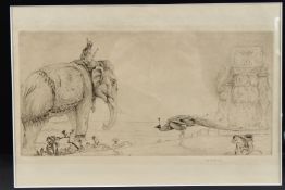 EDWARD JULIUS DETMOLD (1883-1957) Elephant and Peacock, etching, signed, 15.5cm x 29cm