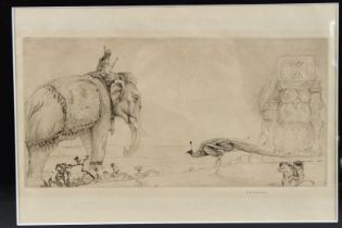 EDWARD JULIUS DETMOLD (1883-1957) Elephant and Peacock, etching, signed, 15.5cm x 29cm
