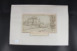 JOHN THOMAS SERRES 'At the End of Chenies St. Bedford Sq.' sepia ink, signed, Giov.T.Serres