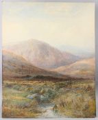 BRITISH SCHOOL (LATE 19TH - EARLY 20 CENTURY) Grazing sheep with mountains beyond, watercolour on