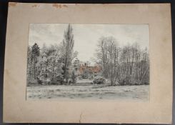 HENRY JAMES SAGE (1868-1953) view of a stately home in woodland, watercolour laid to card, signed,