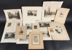 HAROLD HARVEY CLARKE (1869-1948) View of a street in St Ives, together with a collection of unframed