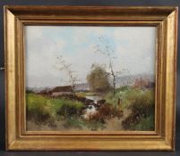 EUGENE GALIEN-LALOUE (1854-1941) River landscape, oil on canvas, signed under the pseudonym, L.Dupuy