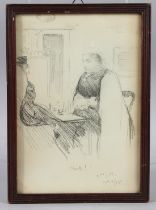 GEORGE PERCY JACOMB HOOD (1857-1929) 'Check!' Queen Victoria playing chess, drawing in charcoal,