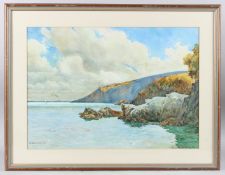 C H DRUMMOND (19TH / 20TH CENTURY) Coastal scene with cliffs and ships, watercolour, signed, 38.5