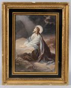 20TH CENTURY SCHOOL Jesus preying in the wilderness, oil on board, 22cm x 15.5cm