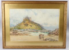 GEORGE HODGSON (1847-1921) View of St Michael's Mount, Cornwall watercolour, signed, 36cm x 53cm