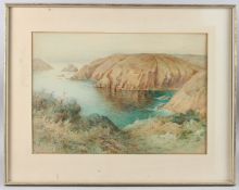 ETHEL CHEESWRIGHT (1874-1977) Coastal scene with cliffs, probably the Channel Islands,