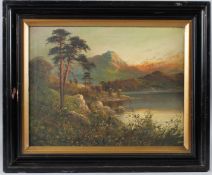 FRANK HIDER (1861-1933) 'Rydal Water' Lake District view oil on canvas, inscribed verso, signed,
