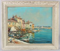 MAURICE BARLE (1903-1961) 'Martigues ( B du Rhone)' Harbour scene, oil on canvas, inscribed verso,