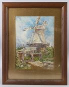 GEORGE HODGSON (1847-1921) Windmill, 'Mill at Rye, Sussex' and another picture of moored fishing