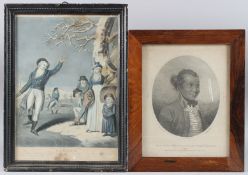 18TH CENTURY SCHOOL 'Winter' hand coloured mezzotint 38cm x 26cm and a stipple engraving of Prince