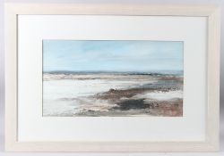 CIRCLE OF WENDY McBRIDE Extensive view of a rocky beach, oil on paper, signed indistinctly, 50cm x