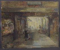 PHILIP EUSTON STRETTON (1863-1930) Shepherd Market, street vendors in a passage, watercolour and
