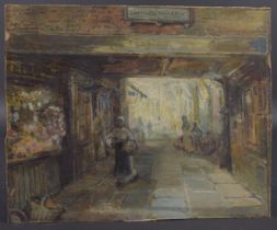 PHILIP EUSTON STRETTON (1863-1930) Shepherd Market, street vendors in a passage, watercolour and