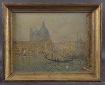 JOSE MINGRET (1880-1969) Vue de la Salute Venice. oil on paper, signed 29cm x 39cm