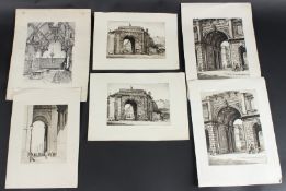 GRAHAM CLILVERD (1883-1959) Archway leading to the Royal Academy, London etching, 26cm x 20cm, two