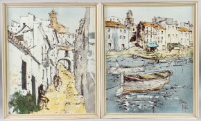 BERNARD DUFOUR (FRENCH 1922-2016) Views in the south of France, three mixed media on boards, signed,