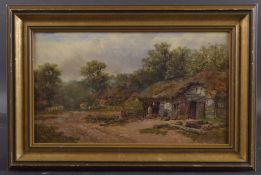 WILLIAM PITT (1857-1990) 'Radway under Edge Hill, Warwickshire' view of blacksmiths and cottages