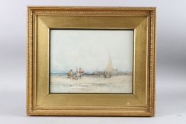 FREDERICK WILLIAM HATTERSLEY (19TH CENTURY) Fisherfolk on the beach unloading the catch,