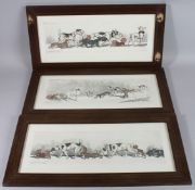 AFTER BORIS O' KLEIN 'Dirty Dogs of Paris' three coloured etchings, each 22cm x 50cm