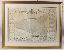 AN 18TH CENTURY MAP OF SICILY 'Nuova Ed Esat Ta Carta Corografica Della Sicilia' with border of