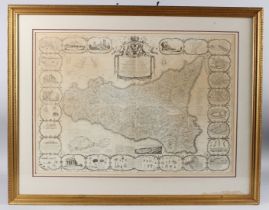 AN 18TH CENTURY MAP OF SICILY 'Nuova Ed Esat Ta Carta Corografica Della Sicilia' with border of