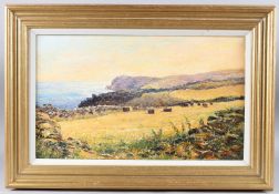 MERVYN GOODE (b.1948) 'Drystone walls on the headland at sunset (Prawle Point, S.Devon) oil on