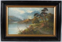 FRANK HIDER (1861-1933) 'Autumn in the Highlands' oil on canvas, inscribed verso, signed, 29cm x