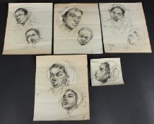 JOYCE MORGAN (20TH CENTURY) Studies of an Afro Caribbean woman's head. charcoal and chalk, 28cm 22.