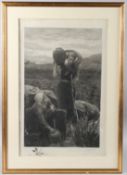 AFTER JULES BRETON (1827-1906) 'The Source' Two women water carriers, engraving, signed, 63cm x