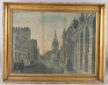 18TH CENTURY SCHOOL View of Oxford High Street engraving, 55.5cm x 75.5cm