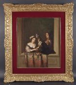 AFTER GERRIT DOU 'The Lute Player', a late 19th century oil on canvas. 57cm x 48cm