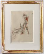 A ROCH (20TH CENTURY) Study of a nude crayon and wash, signed and dated in pencil, 26.10.93 34cm x