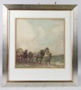 NATHANIEL HUGHES. BAIRD (1865-1936) 'Carting Timber' watercolour, signed with monogram, 39cm x 39cm