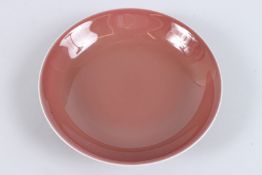 A CHINESE PORCELAIN DISH, with copper red glaze, Kangxi mark to base with export seal. 19.5cms