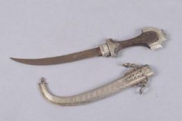 A MOROCCAN ISLAMIC KINJAL DAGGER, 44cms long.