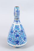 AN 18TH - 19TH CENTURY NORTH INDIAN MULTAN SIGNED BOTTLE VASE. 12ins high.