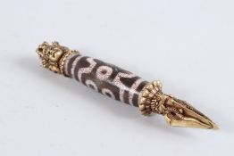 A TIBETAN TIANZHU MOUNTED BRONZE VAJRA. 7ins high.