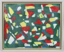 NEJAD DEVRIM (TURKISH). Abstract. Signed. Oil on board. 15ins x 19ins.