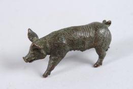 A JAPANESE BRONZE BOAR. 3.5ins high.