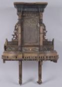 A SPANISH 'ALHAMBRA' QURAN CABINET, with traces of mother of pearl inlay, (af), 81cms x 55cms.