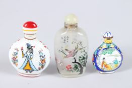THREE VARIOUS SNUFF BOTTLES.