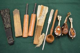Miniature tortoiseshell mandolins, fans, ruler etc.