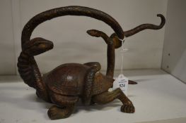 A Chinese bronze model of a tortoise and snake.
