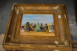 Two French impressionist style paintings depicting figures on a beach.